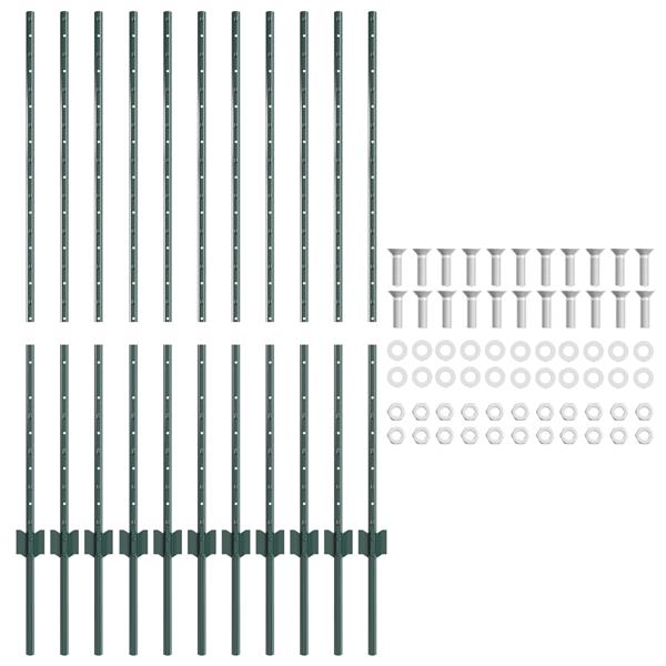 Grote foto vidaxl heipalen 11 stuks u channel groen 120 cm staal tuin en terras overige tuin en terras
