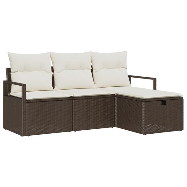 Grote foto vidaxl 4 delige tuinsofa set met kussens bruin poly rattan tuin en terras tuinmeubelen