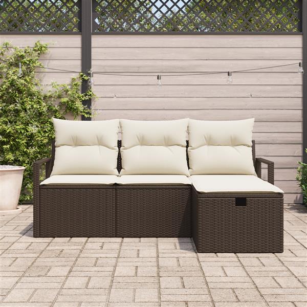 Grote foto vidaxl 4 delige tuinsofa set met kussens bruin poly rattan tuin en terras tuinmeubelen