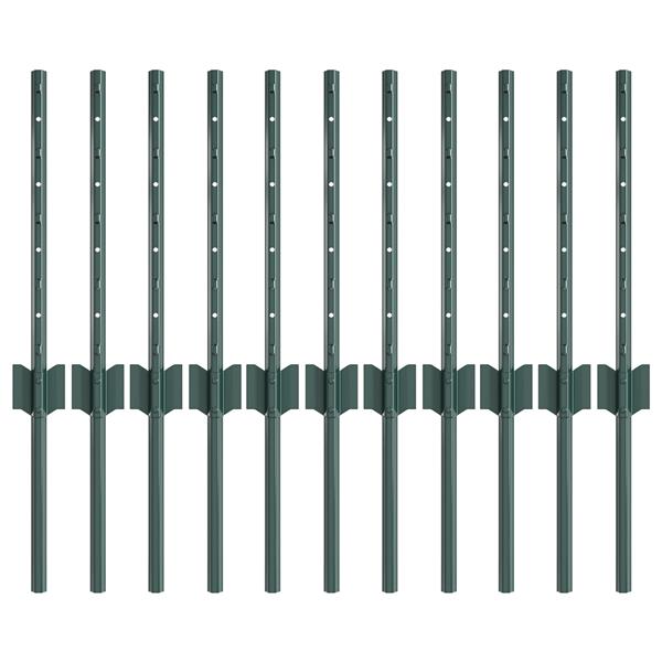 Grote foto vidaxl schuttingpalen 11 stuks u channel groen 40 cm staal tuin en terras overige tuin en terras