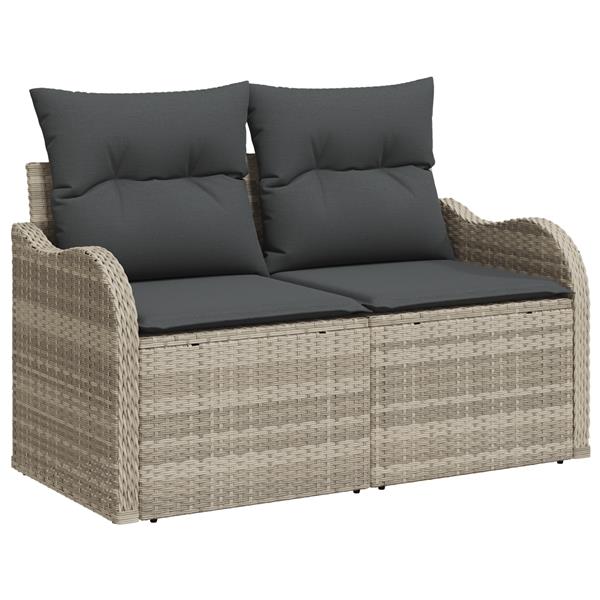Grote foto vidaxl 5 delige tuinsofa set met kussens in lichtgrijs poly riet tuin en terras tuinmeubelen