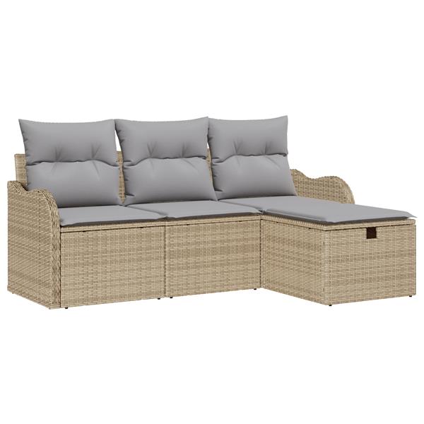 Grote foto vidaxl 4 delige tuinset met kussens beige poly rattan tuin en terras tuinmeubelen