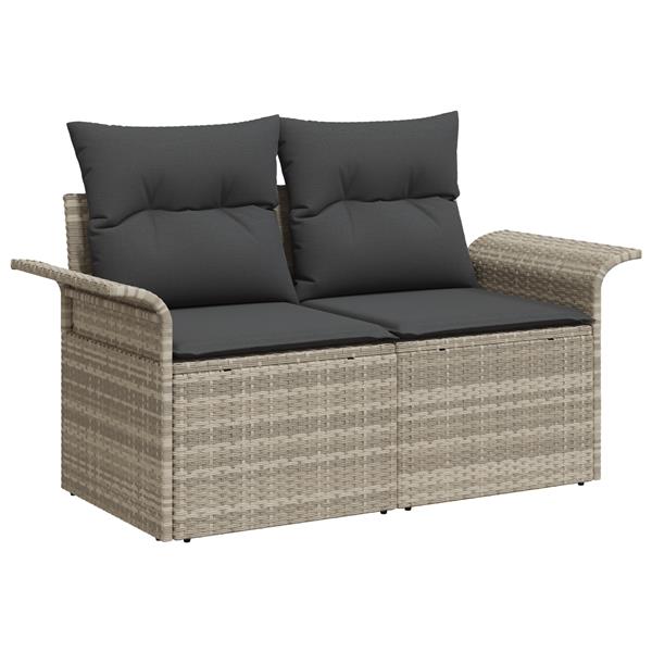 Grote foto vidaxl 5 delige tuinsofa set met kussens lichtgrijs poly rattan tuin en terras tuinmeubelen