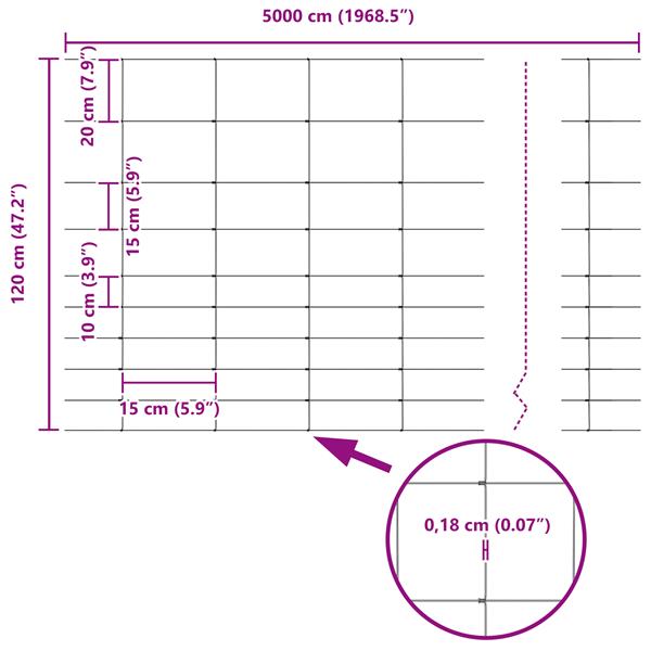 Grote foto vidaxl veldhek 1.2x50 m gegalvaniseerd staal tuin en terras hekken en schuttingen