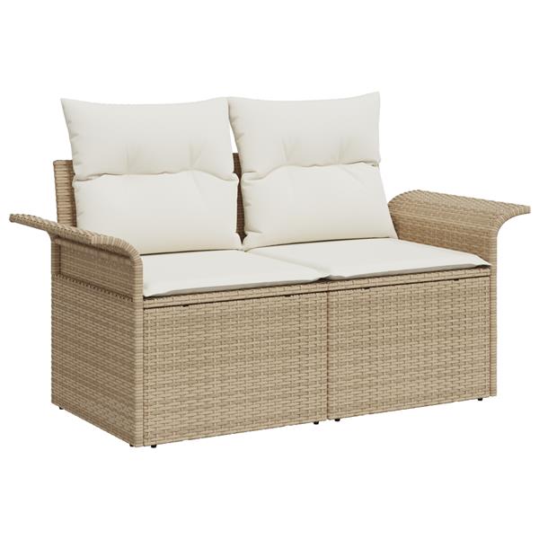 Grote foto vidaxl 6 delige tuinbankset met kussens in beige poly rattan tuin en terras tuinmeubelen