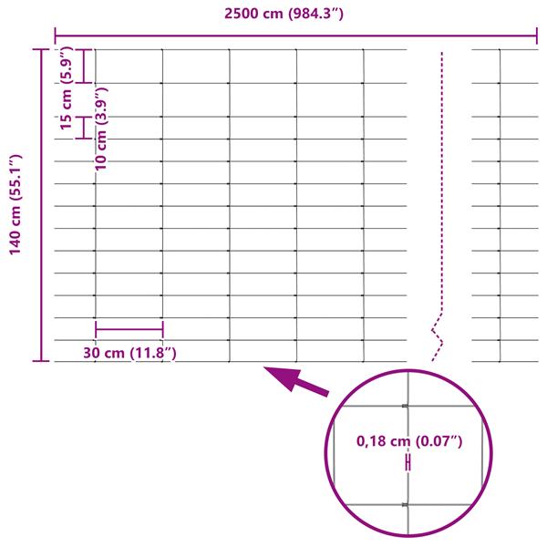 Grote foto vidaxl veldhek 1.4x25 m gegalvaniseerd staal tuin en terras hekken en schuttingen