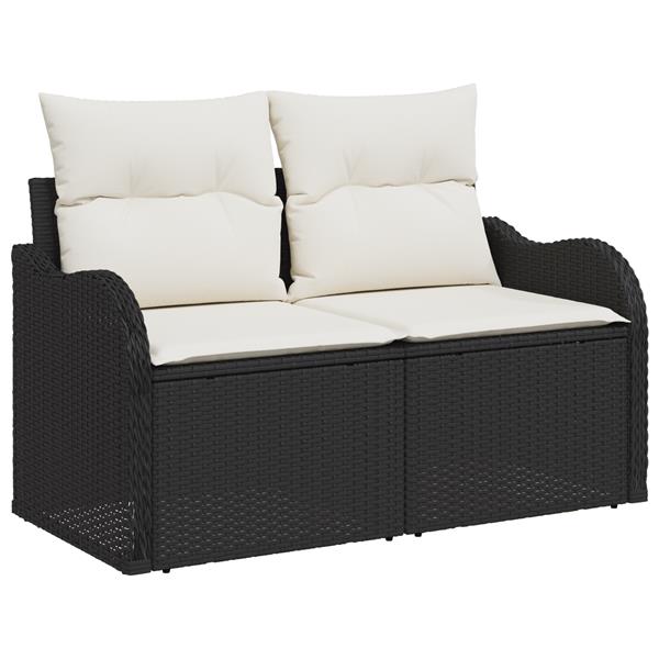 Grote foto vidaxl 7 delige tuinset met kussens zwart poly rattan tuin en terras tuinmeubelen