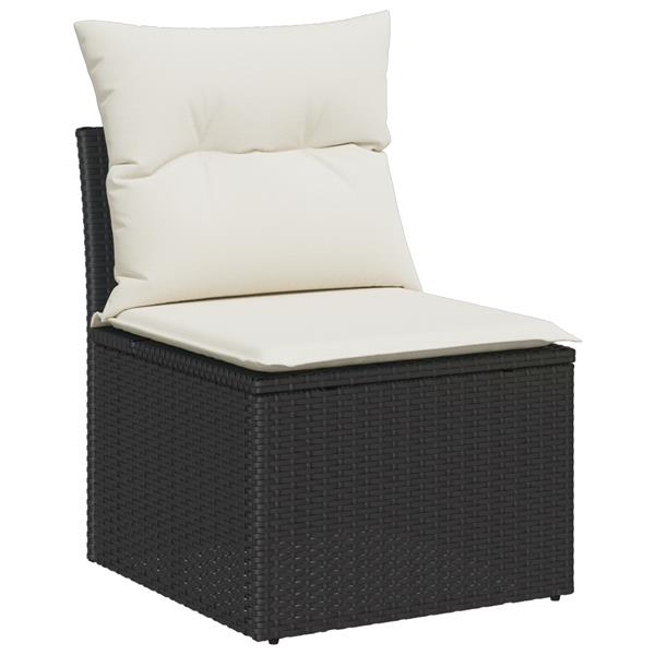 Grote foto vidaxl 7 delige tuinset met kussens zwart poly rattan tuin en terras tuinmeubelen