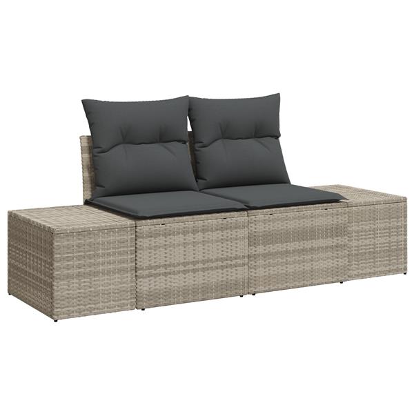 Grote foto vidaxl 6 delige tuinsofa set met kussens lichtgrijs poly rattan tuin en terras tuinmeubelen