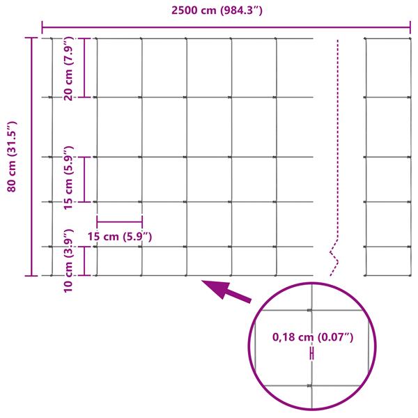 Grote foto vidaxl veldhek 0.8x25 m gegalvaniseerd staal tuin en terras hekken en schuttingen