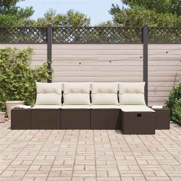 Grote foto vidaxl 5 delige tuinset met kussens bruin poly rattan tuin en terras tuinmeubelen