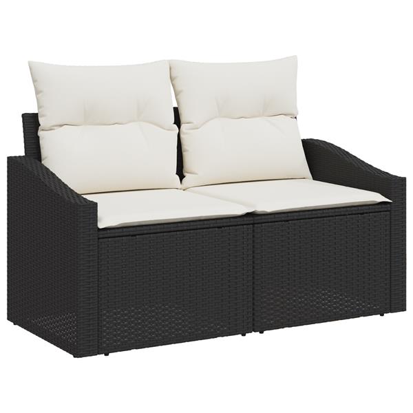Grote foto vidaxl 8 delige tuinset met kussens in zwart poly rattan tuin en terras tuinmeubelen