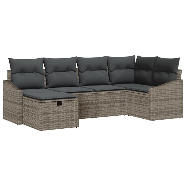 Grote foto vidaxl 6 delige tuin sofa set met kussens grijs poly rattan tuin en terras tuinmeubelen