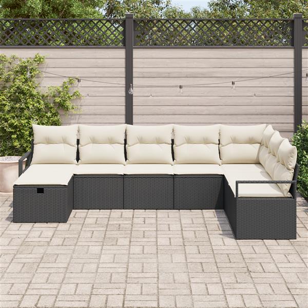 Grote foto vidaxl 8 delige tuinsofa set met kussens in zwart poly rattan tuin en terras tuinmeubelen