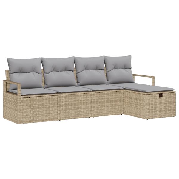 Grote foto vidaxl 5 delige tuinsofa set met kussens in beige poly rattan tuin en terras tuinmeubelen