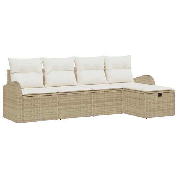 Grote foto vidaxl 5 delige tuinbankenset met kussens poly rattan beige tuin en terras tuinmeubelen