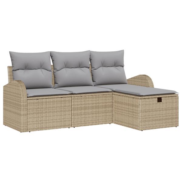 Grote foto vidaxl 4 delige tuinbankenset met kussens poly rattan beige tuin en terras tuinmeubelen