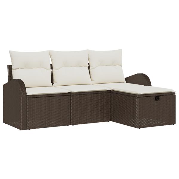 Grote foto vidaxl 4 delige tuinbankenset met kussens poly rattan bruin tuin en terras tuinmeubelen