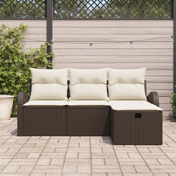 Grote foto vidaxl 4 delige tuinbankenset met kussens poly rattan bruin tuin en terras tuinmeubelen