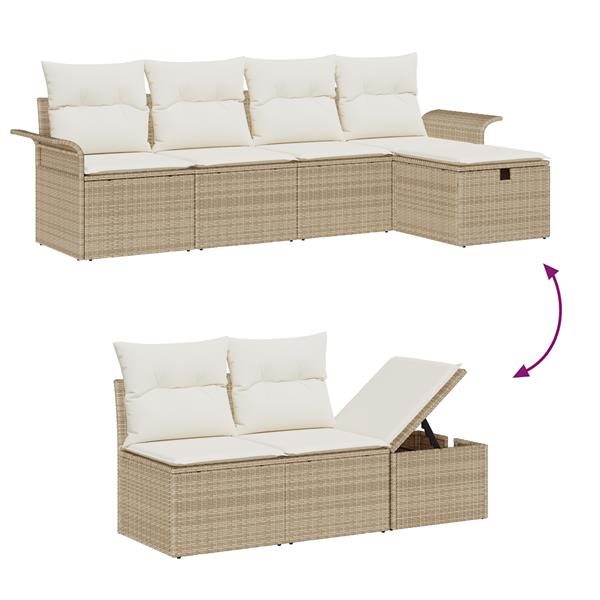 Grote foto vidaxl 6 delige tuinbankenset met kussens poly rattan beige tuin en terras tuinmeubelen