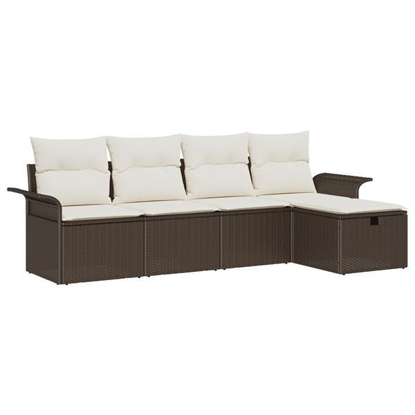 Grote foto vidaxl 5 delige ligbed set met kussens bruin poly rattan tuin en terras tuinmeubelen