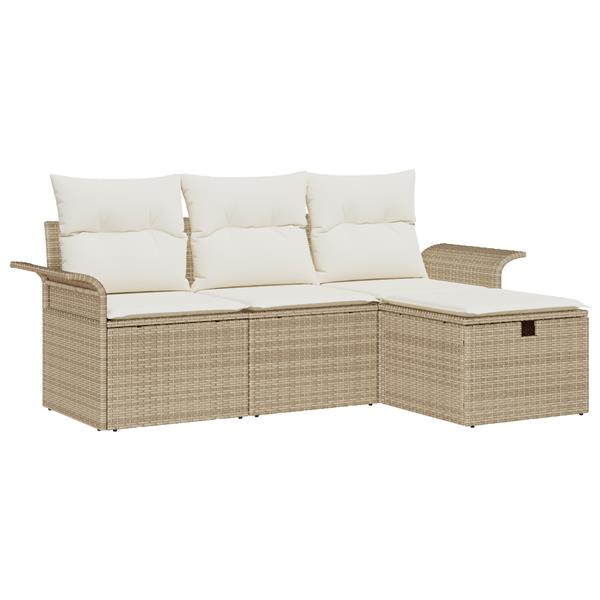 Grote foto vidaxl 4 delige tuinbankenset met kussens poly rattan beige tuin en terras tuinmeubelen