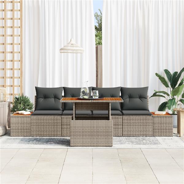 Grote foto vidaxl 5 delige tuinbankenset met kussens poly rattan grijs tuin en terras tuinmeubelen
