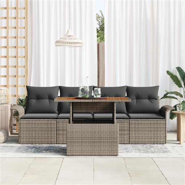 Grote foto vidaxl 5 delige tuinbankset met kussen grijs poly rattan tuin en terras tuinmeubelen
