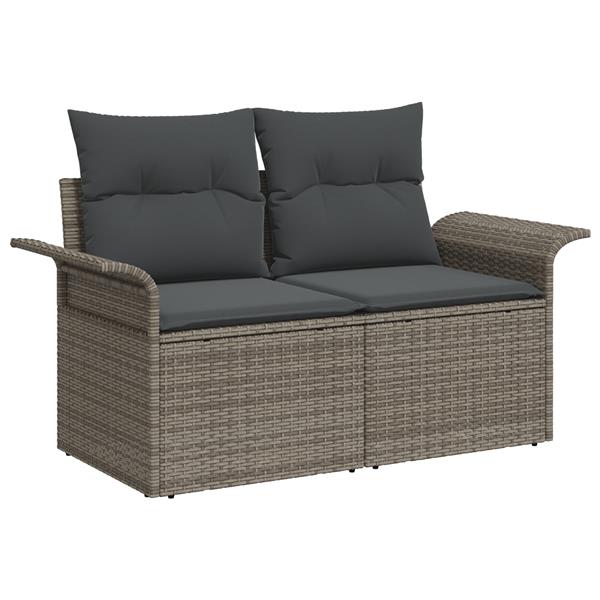 Grote foto vidaxl 5 delige tuinbankset met kussen grijs poly rattan tuin en terras tuinmeubelen