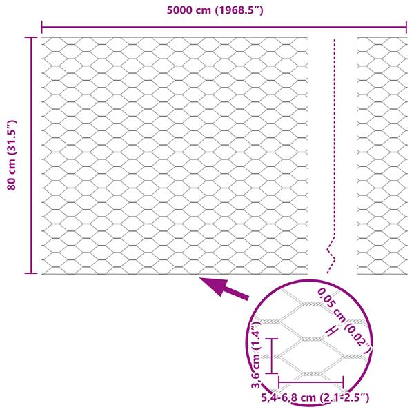 Grote foto vidaxl hexagon schutting 0 8x50 m gegalvaniseerd staal tuin en terras hekken en schuttingen
