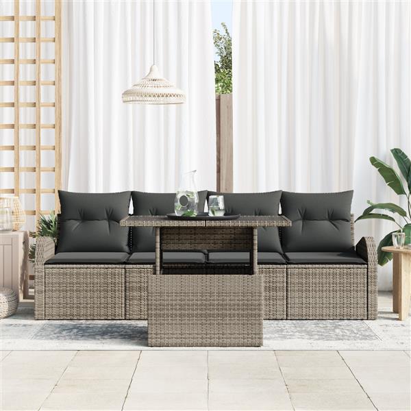 Grote foto vidaxl 5 delige tuinset met kussens in grijs poly rattan tuin en terras tuinmeubelen