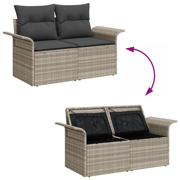 Grote foto vidaxl 5 delige tuinset met kussens lichtgrijs poly rattan tuin en terras tuinmeubelen