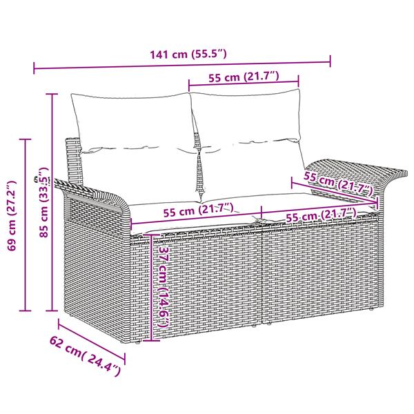 Grote foto vidaxl 5 delige tuinset met kussens lichtgrijs poly rattan tuin en terras tuinmeubelen