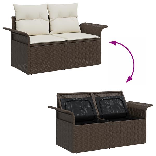 Grote foto vidaxl 5 delige tuinset met kussens bruin poly rattan tuin en terras tuinmeubelen