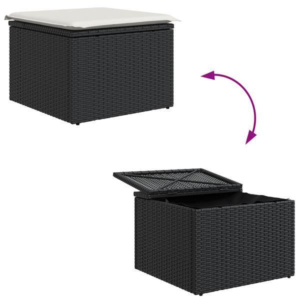 Grote foto vidaxl 6 delige tuinbankenset met kussens poly rattan zwart tuin en terras tuinmeubelen