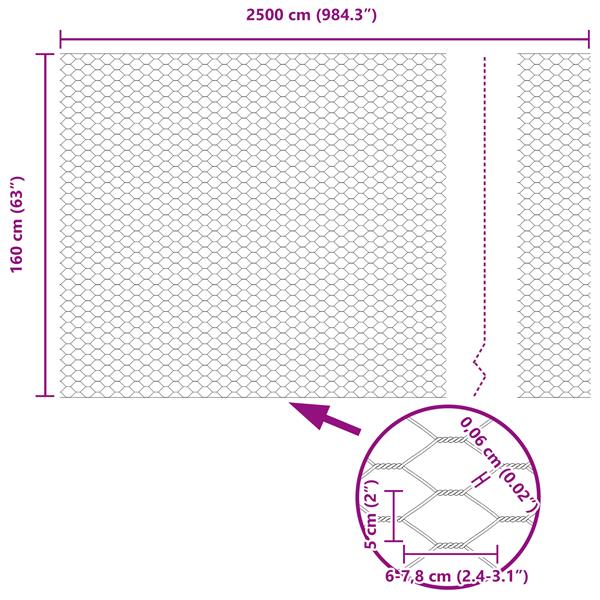 Grote foto vidaxl hexagon hek 1 6x25 m gegalvaniseerd staal tuin en terras hekken en schuttingen