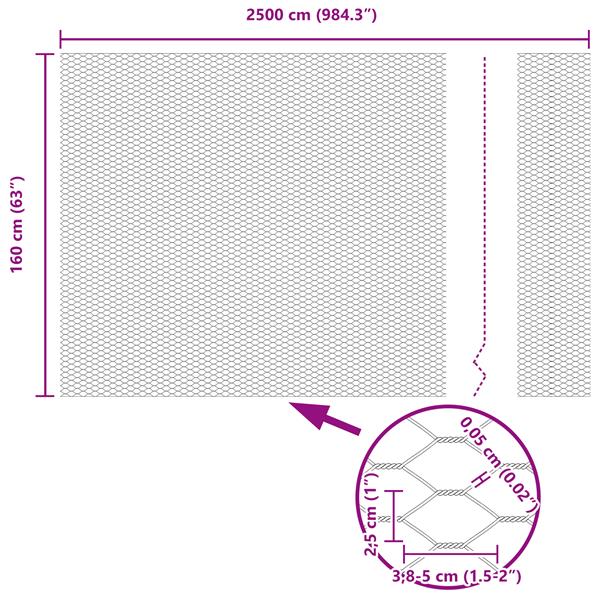 Grote foto vidaxl hexagon fence 1.6x25 m verzinkt staal tuin en terras hekken en schuttingen