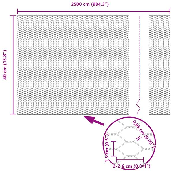 Grote foto vidaxl hexagon tuinhek 0.4x25 m gegalvaniseerd staal tuin en terras hekken en schuttingen