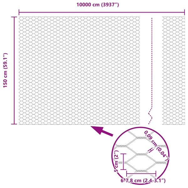 Grote foto vidaxl hexagon schutting grijs 1 5x100 m staal tuin en terras hekken en schuttingen