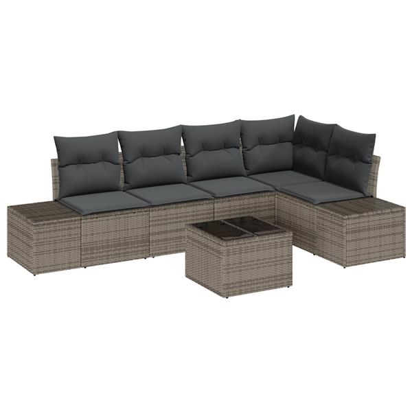 Grote foto vidaxl 5 delige tuinbankenset met kussens poly rattan zwart tuin en terras tuinmeubelen