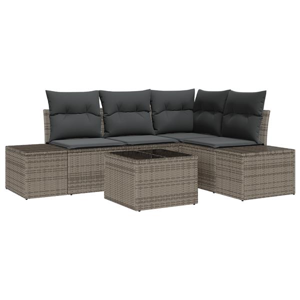 Grote foto vidaxl 4 delige tuinbankenset met kussens poly rattan zwart tuin en terras tuinmeubelen