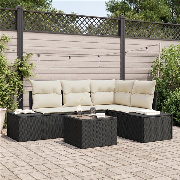 Grote foto vidaxl 4 delige tuinbankenset met kussens poly rattan bruin tuin en terras tuinmeubelen
