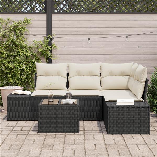 Grote foto vidaxl 4 delige tuinbankenset met kussens poly rattan bruin tuin en terras tuinmeubelen