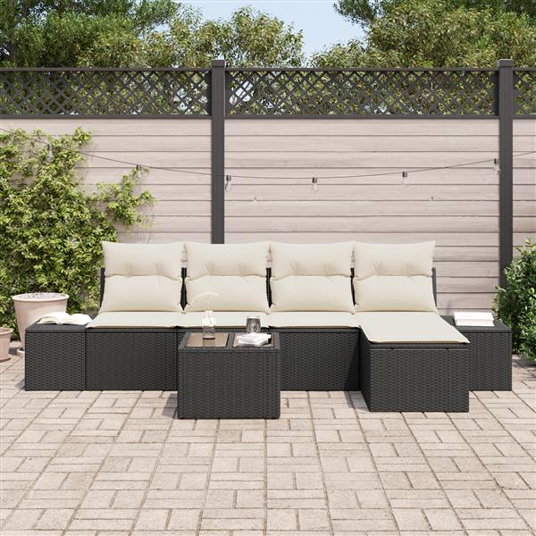Grote foto vidaxl 5 delige tuinbankenset met kussens poly rattan bruin tuin en terras tuinmeubelen