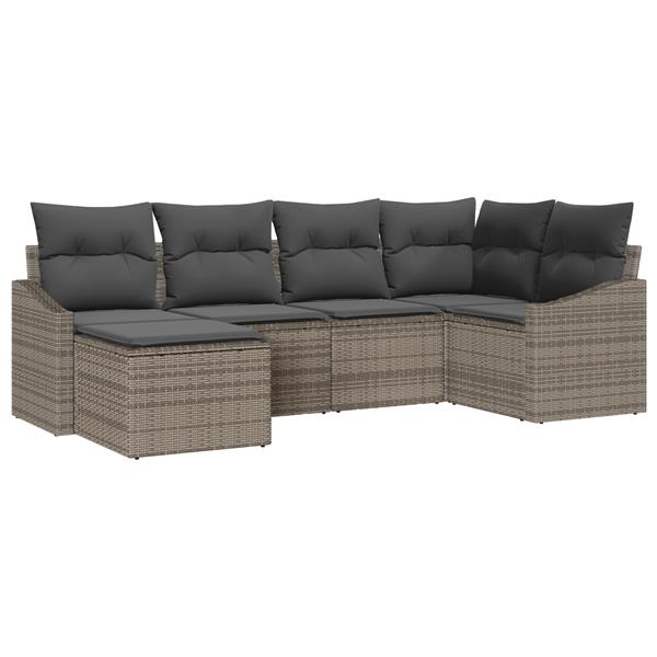 Grote foto vidaxl 6 delige tuinset met kussens in grijs poly rattan tuin en terras tuinmeubelen