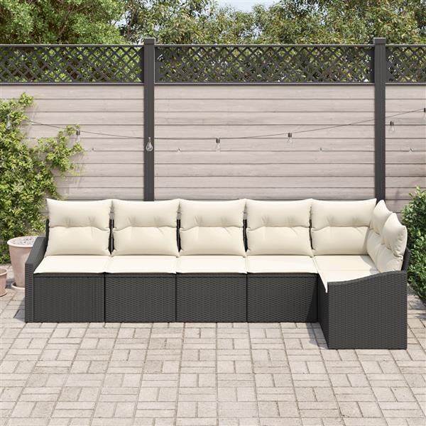 Grote foto vidaxl 6 delige tuinset met kussens zwart poly rattan tuin en terras tuinmeubelen