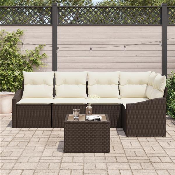 Grote foto vidaxl 5 delige tuinset met kussens poly rattan grijs tuin en terras tuinmeubelen