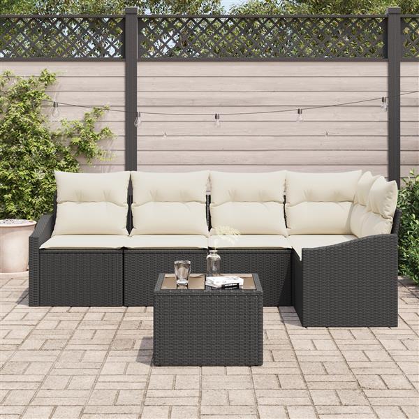 Grote foto vidaxl 5 delige tuinset met kussens poly rattan bruin tuin en terras tuinmeubelen