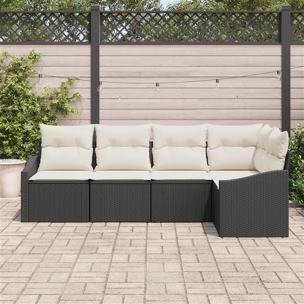 Grote foto vidaxl 5 delige tuinset met kussens poly rattan zwart tuin en terras tuinmeubelen