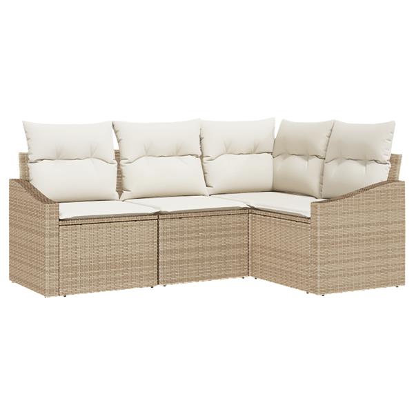 Grote foto vidaxl 4 delige tuinset met kussens poly rattan beige tuin en terras tuinmeubelen